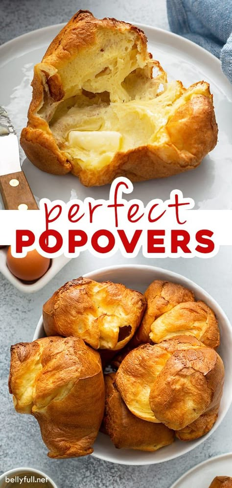 Easy Popover Recipe, Popovers Recipe, Easy Popovers, Buttery Rolls, Popover Recipe, Yorkshire Pudding Recipes, Thanksgiving Side, Easy Thanksgiving, Bread Recipes Homemade