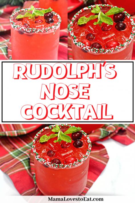 Rudolph Drink Cocktail Recipes, Tipsy Elf Cocktail, Reindeer Drinks Christmas, Dirty Santa Cocktail, Rudolph Themed Food, Tipsy Reindeer Cocktail, Rudolph Drink, Rudolph Cocktail, Christmas Themed Appetizers