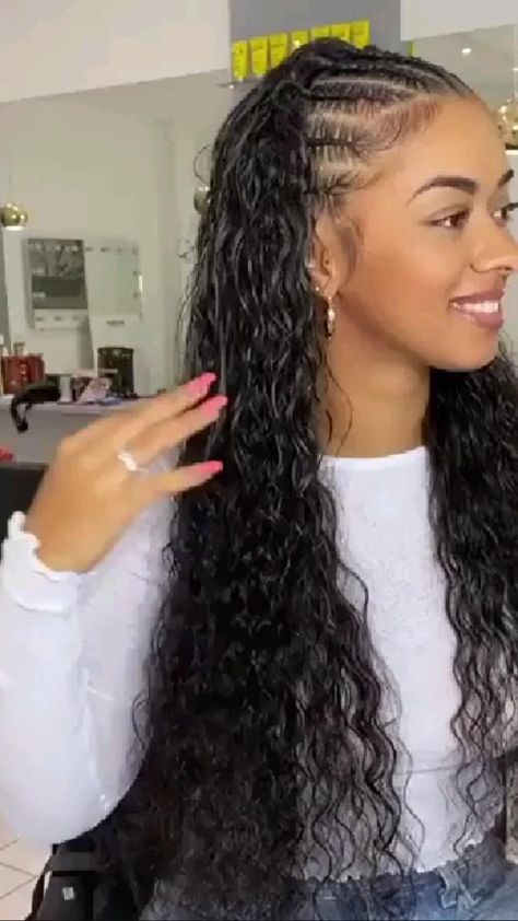 Cornrow Half Head, Front Braiding Hairstyles, Natural Curly Hair Braid Styles Half Up, Braids Top Of Head Half Up, Half Head Braided Hairstyles, Half Braided Curly Hairstyles, Braids For Latinas Natural Hair, Hispanic Hairstyles Braids, Front Half Braided Hairstyles