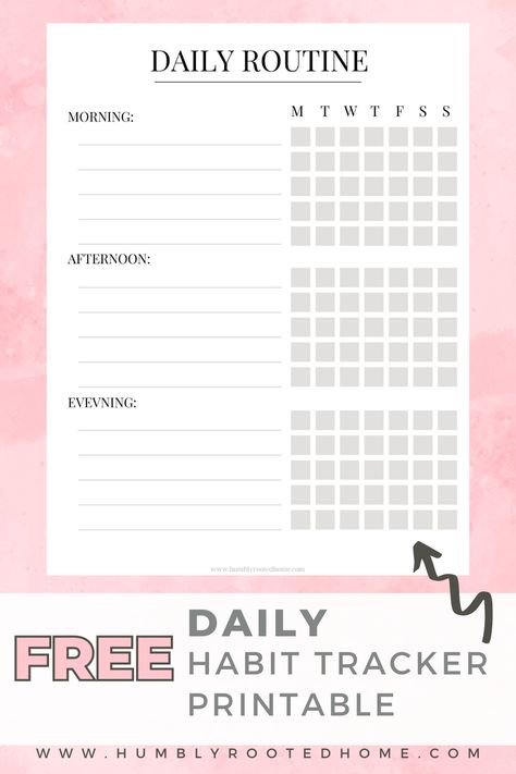 Download this free daily habit tracker printable! You can also edit this habit tracker to fit your personal needs. The minimalist design of this routine chart allows you to add personal touches. Daily Habits Tracker Free Printable, Daily Routine Tracker Free Printable, Daily Routine Checklist Free Printable, Daily Routine Planner Free Printable, Habit Tracker Template Free Printable, Daily Tracker Printable, Daily Habit Tracker Printable, Tracker Printable Free, Free Printable Habit Tracker