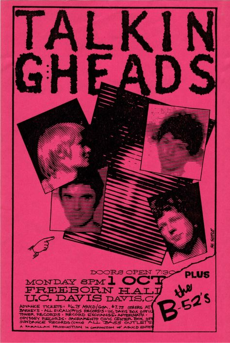 Talking Heads Poster, Promo Flyer, Dark Wave, Punk Poster, Uc Davis, David Byrne, Concert Flyer, Post Rock, Dorm Posters