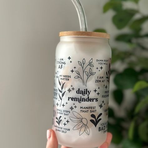 Glass Tumbler Design, Swear Words, Daily Reminders, Iced Coffee Cup, Cute Cups, Tumbler Gift, Glass Tumbler, Tumbler Cups, Custom Tumblers