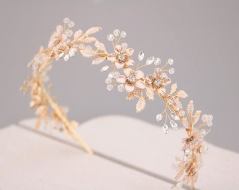 "Boho Wedding Hair Vine, Vintage Style Grecian Gold Hair Wreath Headband This elegant and sparkle rhinestone Headband is perfect for your wedding or formal night out. This Headband is flexible. It will be perfect for the bride. The Metal Headband measured approx. 15\" long. The rhinestone part of the headband is about 14\" long and the center is 1.75\" high. Tone color: Silver tone , Gold tone and Rose gold tone -------------------------------------- If you have any question, please send the mes Gold Wedding Headband, Wedding Tiara Headband, Rose Gold Headband, Gold Bridal Headband, Crystal Headband Wedding, Crystal Bridal Headband, Pearl Headband Wedding, Crystal Wedding Tiaras, Headband Crystal