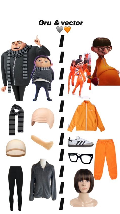 Gru And Vector, Vector Halloween Costume, Despicable Me Halloween Costume, Gru Costume, Gothic Halloween Costumes, Halloween Duos, Halloween Costumes For Work, Minion Costumes, Spirit Week Outfits