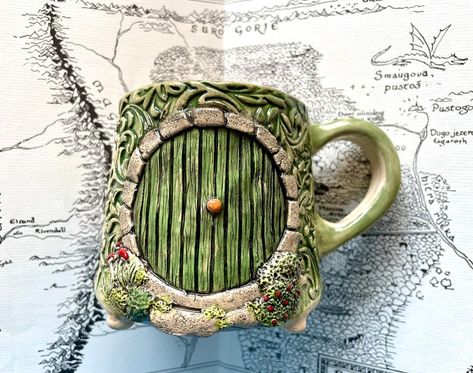 Gollum My Precious, Shire Hobbit, Cottagecore Crafts, Hobbit Door, Literature Gifts, Cottagecore Gifts, Second Breakfast, Handmade Cups, Hobbit House