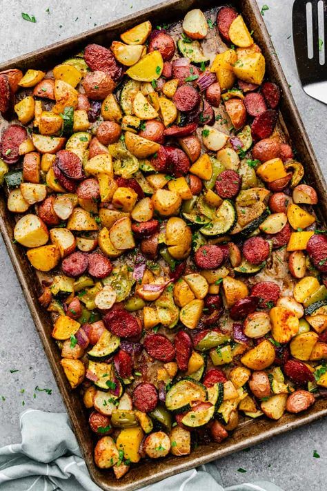 Sheet Baked Veggies, Fall Sausage And Veggie Sheet Pan, One Pan Turkey Sausage And Veggies, Sausage And Squash Sheet Pan, Chorizo Sheet Pan Dinner, Sausage And Brussel Sprouts Sheet Pan, Italian Sausage One Pan Dinner, Sheet Pan With Sausage, Fall Sheet Pan Dinners Sausage