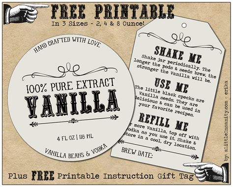 These FREE Homemade Vanilla Labels Printable with Tags & Recipe make a perfect gift for Christmas, Housewarming or for Yourself! So delicious, quick & easy! Homemade Vanilla Labels, Flavored Extracts, Vanilla Labels, Diy Extracts, Cricut Corner, Vanilla Extract Recipe, Label Ideas, Homemade Vanilla Extract, Vanilla Recipes