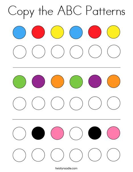 Copy the ABC Patterns Coloring Page - Twisty Noodle Abc Patterns Preschool, Copy Patterns Worksheets, Pattern Worksheets For Preschool, Ab Pattern Activities, Ab Pattern Worksheet, Ab Pattern, Preschool January, Pattern Worksheets For Kindergarten, Toddler Printables