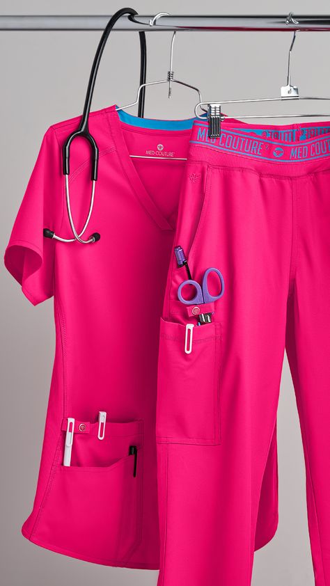 Introducing Med Couture Touch  ✔️Athletic styles  ✔️Bright colors  ✔️Stretch fabric Medical Assistant Scrubs, Nursing Scrubs Outfits, Cute Nursing Scrubs, Maternity Cargo Pants, Medical Scrubs Fashion, Med Couture Scrubs, Stylish Scrubs, Medical Scrubs Outfit, Scrub Style