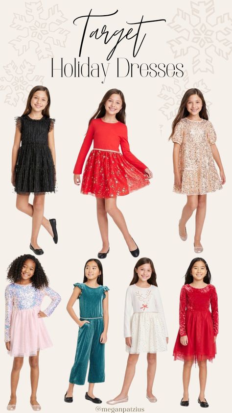 Target affordable holiday outfits and Christmas dresses for girls. Kids family picture outfits. Girls Holiday Dresses Christmas, Holiday Dresses 2022, Girls Holiday Outfit, Sparkly Outfits, Cute Christmas Outfits, Christmas Dresses, Girls Christmas Outfits, Girls Holiday Dresses, Dresses 2022