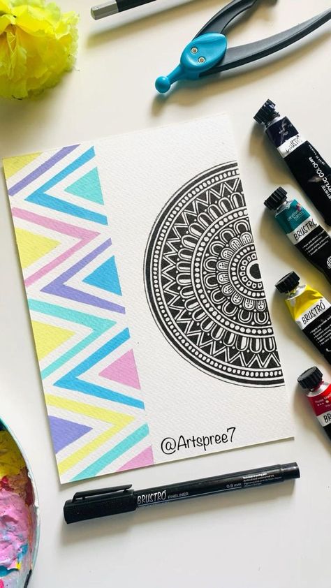 Color Mandala Art, Circle Mandala Art, Aesthetic Mandala Art, Beginner Mandala, Sketch Mandala, Simple Mandala Art, Therapy Aesthetic, Acrylic Mandala, Beautiful Mandala Art