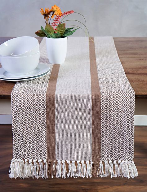 Woven Table Mats, Woven Table Runner Pattern, Table Runner Weaving Patterns, Table Mats Ideas, Table Runner Ideas, Diy Table Runner, Diy Bed Sheets, Home Textile Products, Hand Woven Table Runner