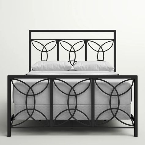 Three Posts™ Myona Queen Low Profile Standard Bed & Reviews | Wayfair Steel Bed Design, Gate Designs Modern, Grill Gate Design, Steel Bed Frame, Steel Door Design, Chair Design Wooden, Gate Designs, Balcony Grill Design, Window Grill Design