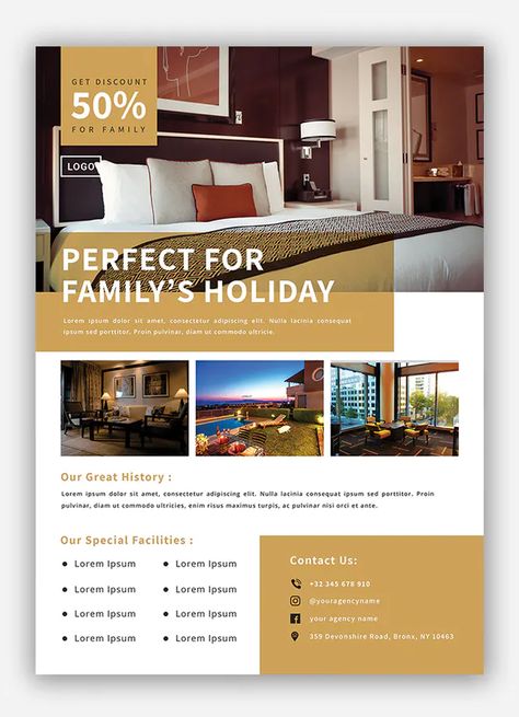 Hotel Marketing Design, Modern Hotel Room, Inmobiliaria Ideas, Hotel Ads, Cafe Menu Design, Hotel Marketing, Brochure Inspiration, Creative Advertising Design, Real Estates Design