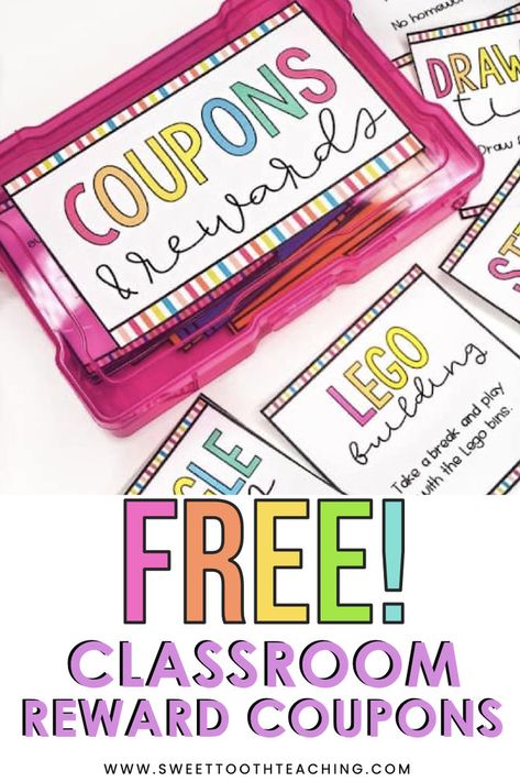 Download these FREE classroom reward coupons for your elementary classroom. These coupons give several easy reward ideas for you to use to manage student behavior, reward students for hard work or good choices, or to give your class a reward for working together as a team. However you want to celebrate your students, this free download for teachers will help. Free Student Rewards, Free Classroom Rewards, Classroom Behavior System, Teacher Coupons, Classroom Reward Coupons, Third Grade Lesson Plans, Classroom Management Rewards, Class Reward System, Classroom Money