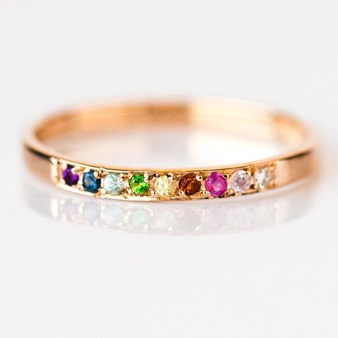 14K Rainbow Ring in Rose Gold Rainbow Wedding Band, King Ring, Rainbow Ring, Dainty Rose, Local Eclectic, Rainbow Wedding, Rose Gold Morganite, Rainbow Rings, Gay Wedding