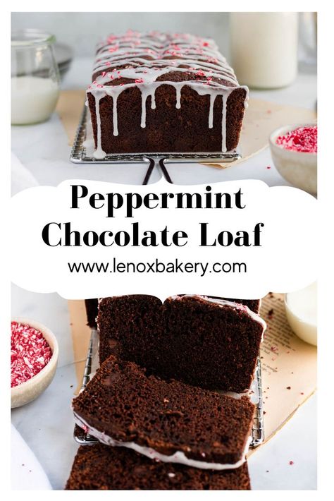 Molasses Loaf Cake, Chocolate Peppermint Loaf Cake, Peppermint Pound Cake Recipes, Chocolate Cake Loaf Pan, Christmas Mini Loafs Gift Ideas, Christmas Loaf Cakes Gift, Holiday Sweet Breads, Winter Loaf Cake, Loaf Cake Recipes Christmas