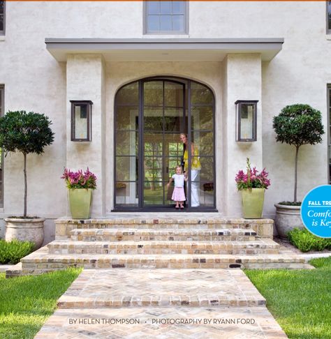 Exterior Lanterns, Front Verandah, Brick Pathway, Entrance Lighting, Steel Front Door, Folk Victorian, Brick Walkway, Exterior Doors With Glass, Modern Lanterns