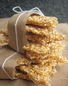 Sesame Bars, Sesame Snaps, Honey Crunch, Glutenfri Baking, Sesame Sticks, Honey Sesame, Greek Desserts, Sesame Seed, Flax Seeds