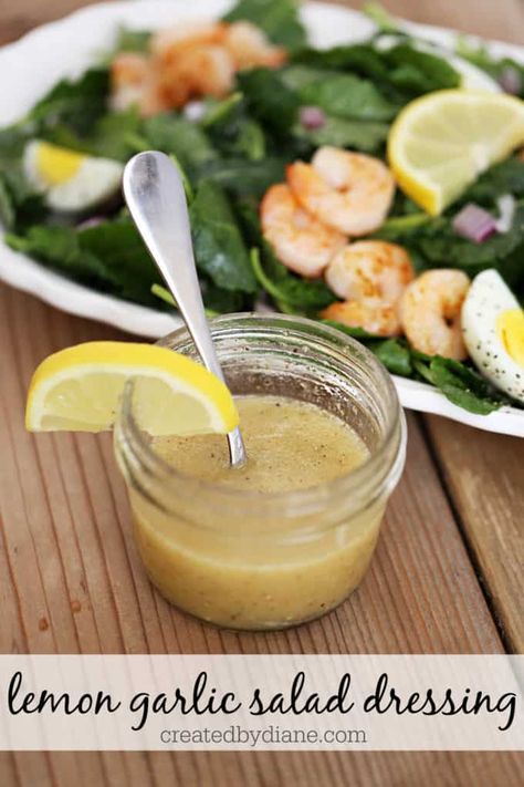 Lemon Garlic Salad Dressing Recipe, Lemon Garlic Salad Dressing, Lemon Garlic Dressing, Kale Salad Dressing, Garlic Salad, Garlic Salad Dressing, Lemon Salad Dressings, Garlic Kale, Lemon Garlic Pasta