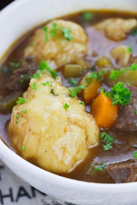 Beef Stew And Dumplings, Best Ever Beef Stew, Campfire Popcorn, Supper Idea, Easy Dumplings Recipe, Oven Beef Stew, Beef Stew With Dumplings, Fluffy Dumplings, Beef Stew Meat Recipes