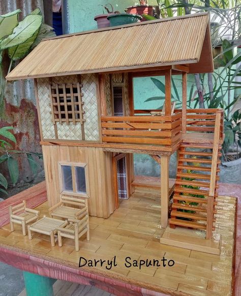 Popsicle Sticks House, Popsicle Stick House, Popsicle Stick Houses, Bahay Kubo, Bamboo Stick, Popsicle Stick Crafts, Popsicle Stick, Miniature House, Popsicle Sticks