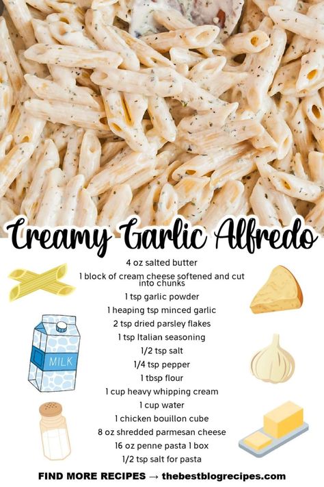 The Best Recipes and Crafts - Creamy Garlic Alfredo 😍 https://buff.ly/3eFhIoN | Facebook Creamy Garlic Pasta, Alfredo Sauce Recipe Easy, Alfredo Sauce Recipe Homemade, Summer Crockpot Recipes, Pasta Recipes Alfredo, The Joy Of Cooking, Homemade Cookbook, Chicken Alfredo Recipes, Chicken Alfredo Pasta