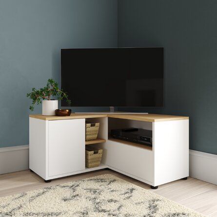 Corner Unit Tv Stand, Corner Tv Ideas, Floating Shelf Tv Stand, Tv Nook, Corner Tv Cabinets, Corner Tv Stands, Modern Tv Room, Corner Tv Unit, Corner Tv Stand