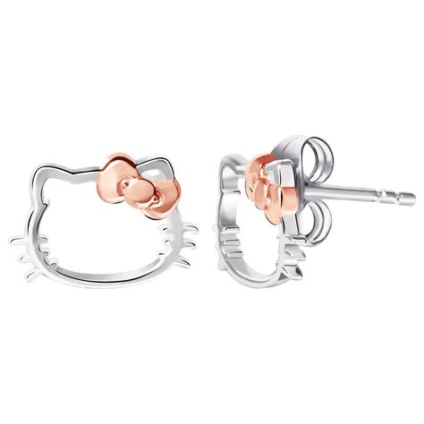 A polished sterling silver Hello Kitty silhouette is accented with a colorful bow on these delightful character stud earrings from Sanrio. .925 Sterling Silver Double Notched Post with Ear Nut Officially Licensed Hello Kitty Jewelry Includes Complimentary Hello Kitty Gift Box and pouch Hello Kitty Gift Box, Hello Kitty Silhouette, Kitty Silhouette, Hello Kitty Stud Earrings, Hello Kitty Gifts, Hello Kitty Earrings, Dope Jewelry Accessories, Hello Kitty Jewelry, Kitty Clothes