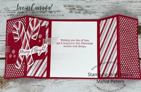 Sweet Candy Canes, Folded Christmas Cards, Candy Cane Cards, Stamped Christmas Cards, Christmas Card Set, Homemade Christmas Cards, Stampin Up Christmas Cards, Christmas Card Crafts, Candy Cards