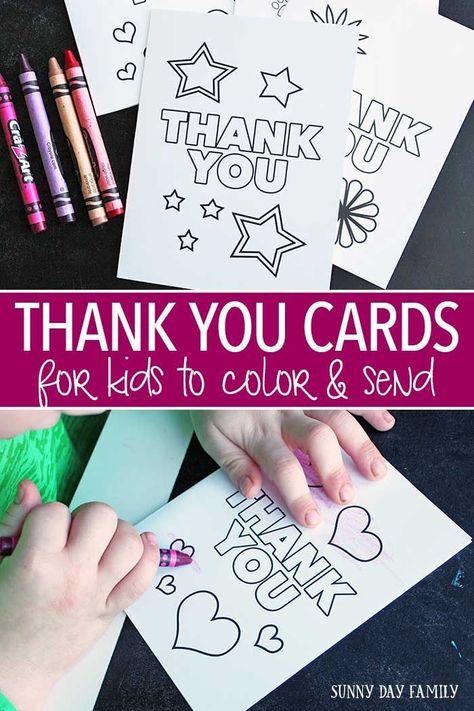 Free printable thank you cards for kids! This adorable set of printable cards are perfect for birthdays, holidays, or just to say thank you! Take our Thank You Card Challenge and send one every week to help spread kindness. Printables | Kids Coloring Page Printable Thank You Notes, Thank You Cards From Kids, Birthday Card Sayings, Primary Activities, Printable Thank You Cards, Card Sayings, Cards For Kids, Thank You Card Template, Card Challenges