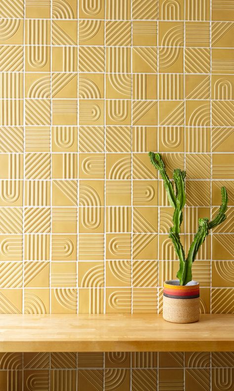 Modern Tile Designs, Modern Tiles, Geometric Tiles, Tile Inspiration, Tiles Design, Kitchen Tiles, Design Milk, Mellow Yellow, Tile Patterns