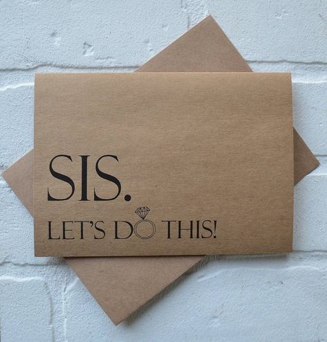 SIS lets DO THIS junior bridesmaid card funny sisters card bridesmaid cards sister card bridal propo Bridesmaid Proposal Sister, Funny Bridesmaid Proposal Cards, Bridesmaid Cards Funny, Funny Bridesmaid Proposal, Bridal Proposal, Sister Bridesmaid, Bridesmaid Funny, Bridesmaid Proposal Card, Bridesmaid Card