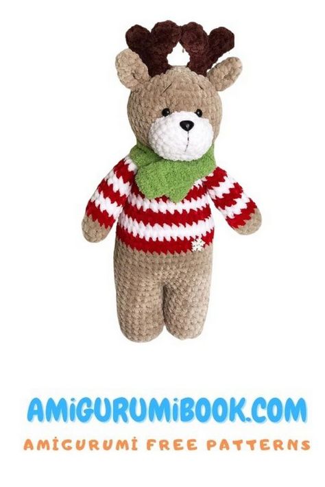 Free Amigurumi Christmas Deer Pattern: Create Festive Magic with Our DIY Holiday Crochet Project! – Amigurumibook.com Crochet Deer Pattern Free, Deer Amigurumi Free Pattern, Crochet Deer Pattern, Deer Amigurumi, Free Amigurumi Crochet Patterns, Amigurumi Christmas, Deer Pattern, Holiday Crochet, Baby Yarn