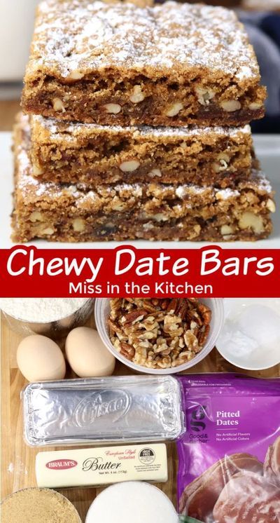 Date Bars are an old fashioned chewy cookie bar filled with chopped dates and nuts. An easy and delicious treat to bake for any day of the week. Salted Caramel Cookie Bars, Date Recipes Desserts, Chocolate Toffee Bars, Easy Dessert Bars, Chopped Dates, Caramel Cookies Bars, Date Bars, Toffee Bars, Cookie Bar