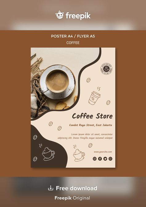 Coffee Flyer Design, Coffee Shop Template, Cafe Magazine, Free Psd Poster, Cafe Poster, Poster Cafe, Banner Layout, Coffee Poster Design, Cafe Posters