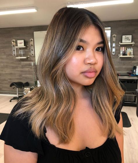 Light Hair Color For Morena, Morena Balayage Hair, Hair Color For Morena Skin Filipina Balayage, Hair Color For Light Medium Skin Tone, Balayage Hair Filipino, Blonde Hair On Filipino Skin, Filipina Balayage Hair, Color Of Hair For Morena, Hair Highlights For Morena Skin