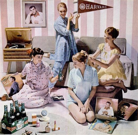 U.S. let's have a pajama party, 1957 | Flickr by Captain Geoffrey Spalding Adult Slumber Party, Girls Night Drinks, Patti Hansen, Vintage Pajamas, Pj Party, Dry Ginger, Lauren Hutton, Vintage Blog, Lingerie Shower