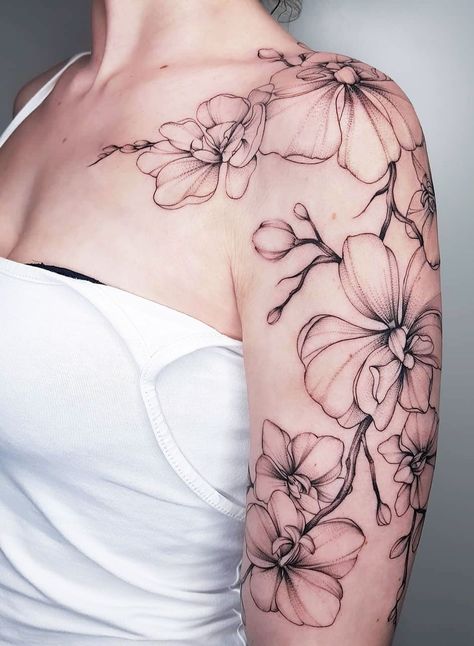 101 Creative Self Love Tattoos For Women - Beautyholo | Creative Tattoos by  Sarahi Marsh Love Tattoos For Women, Self Love Tattoos, Orchid Flower Tattoos, Flores Tattoo, Tulip Tattoo, Orchid Tattoo, Self Love Tattoo, Small Tattoos With Meaning, Delicate Tattoo