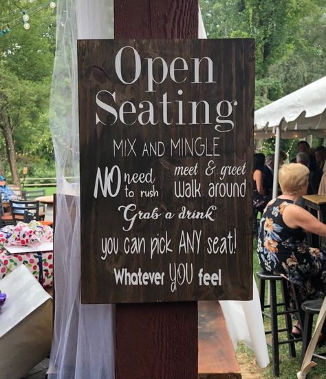 Seating Wedding Sign, Open Seating Sign, Open Seating Wedding, Seating Sign Wedding, Rustic Wooden Wedding Signs, Wedding Seating Sign, Seating Wedding, Wedding Seating Signs, Backyard Reception