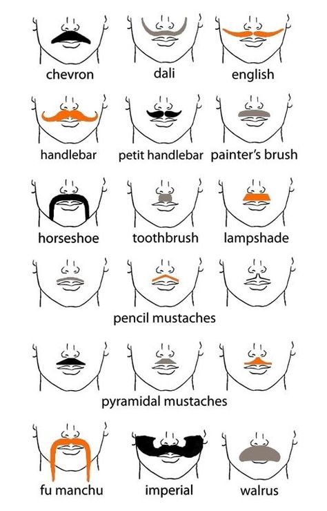 Types of mustaches - because it can be a steampunk man's best accessory! Pencil Mustache, Types Of Mustaches, Moustache Party, Moustache Style, Drag Make-up, Mustache Styles, Mustache Party, Moustaches, Male Grooming