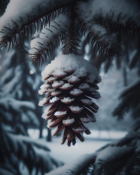 MUHAMET KARTAL | Like a treasure in winter’s embrace, the pine cone adorns the snow-laden fir, whispering tales of resilience amidst nature’s serene… | Instagram Pinecone Aesthetic, Pine Cone Aesthetic, Fir Cones, Nature School, Fir Tree, Christmas Porch, Pine Cone, Winter Theme, Pine Tree