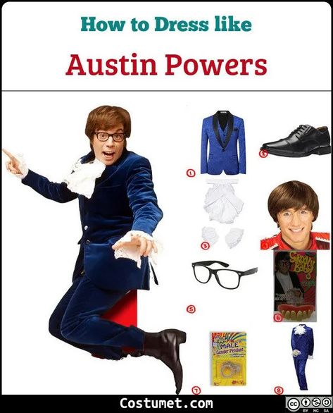 Austin Powers Costume for Cosplay & Halloween 2020 Diy Austin Powers Costume, Austin Powers Cosplay, Austen Powers Costume, Austin Powers Outfits, Austin Powers Family Costume, Austin Powers Costume Female, Austin Powers Halloween Costumes, Austin Powers Couples Costume, Austin Powers Theme