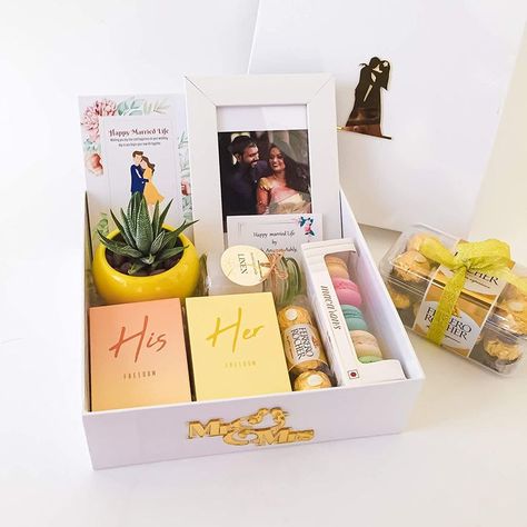 Come up with something unique and memorable as wedding gifts for couples online delivery in India and Abroad.
Handpicked Gift Hamper box for Marriage Best Wedding Presents, Presents For The Bride, Wedding Gift Hampers, Gift Ideas For Best Friend, Luxury Birthday Gifts, Wedding Gifts For Newlyweds, Wedding Gifts For Friends, Happy Married Life, Wedding Gift Ideas