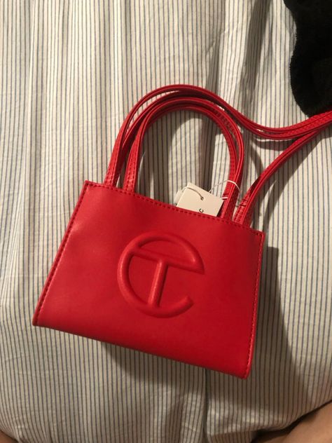 Red telfar shopping bag in mini Red Telfar Bag, Telfar Shopping Bag, Telfar Bags, Telfar Bag, Life Manifestation, Pinterest Contest, Mini Tote Bag, Makeup Items, Mini Tote