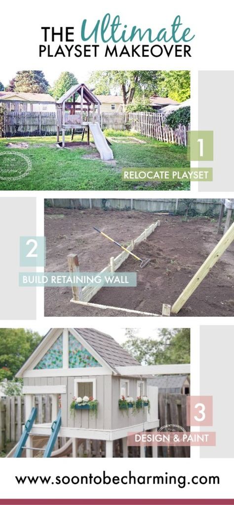 Diy Swingset, Diy Play Set, Playset Makeover, Diy Playset, Outdoor Transformation, Backyard Fort, Swing Set Diy, Playground Landscaping, Backyard Playset