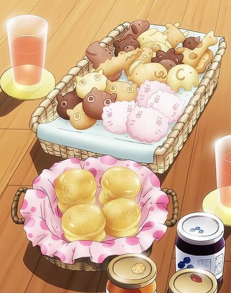 Anime sweets Anime Bento, Different Foods, Book Cakes, Charmmy Kitty, Food Sketch, Food Artwork, Foods And Drinks, Cute Food Art, Anime Food