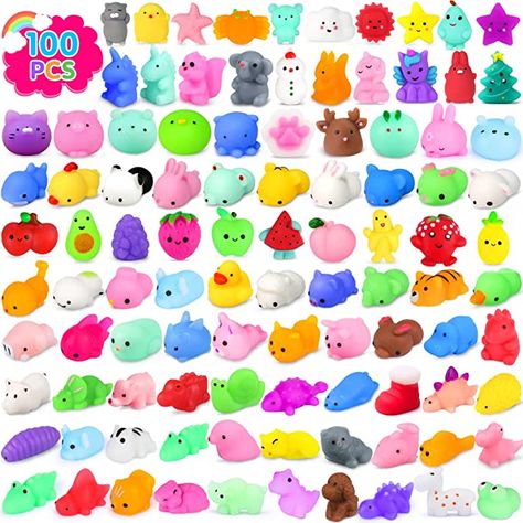 🐇Kawaii Squishies Set🐇: 100pcs lovely mochi squishy toys set. Squishy toys are extremely durable. When you twist, stretch & squeeze small squshies, you'll forget all troubles, peace of mind. Vibrant squishies serve as desk decor & room decor, bring you joy & happiness! 🌞Perfect Stress Relief Toy🌞: Awesome mini squishy are good as fidget toys for kid & adult. Take the sensory toys home, vent your unhappy heart, heal your body and mood anytime! Animal Squishies, Mochi Squishy, Squishies Kawaii, Easter Egg Fillers, Party Favors For Kids, Classroom Prizes, Girls Party Favors, Valentines For Boys, Kawaii Animals