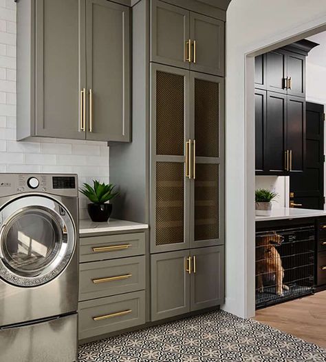 Transitional Laundry Room, Laundry Room Colors, Laundry Room Layouts, Laundry Room Renovation, Laundry Room Inspiration, Laundry Room Remodel, Patterned Floor Tiles, Rooms Ideas, Modern French