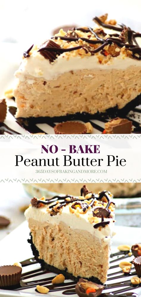 This NO-BAKE Peanut Butter Pie is made with an Oreo crust, fluffy peanut butter filling, fresh whipped cream, and the perfect toppings make this treat a great choice for your favorite peanut butter lover! Peanut Butter Whipped Cream, Whipped Peanut Butter, Fresh Whipped Cream, Oreo Crust, Peanut Butter Desserts, Peanut Butter Filling, Peanut Butter Pie, Butter Pie, Peanut Butter Recipes